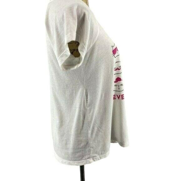 Forever 21 Caturday White Sleep Loose T-Shirt Lingerie Pink Shorts Small - Picture 7 of 13